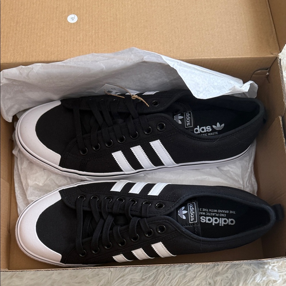 adidas Black & White Low-Top Canvas Sneakers